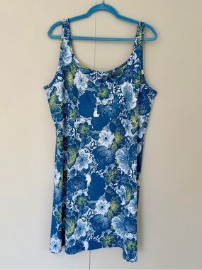 COLUMBIA Women’s Plus Size Freezer III Dress Omni Shade Blue Floral FW5039